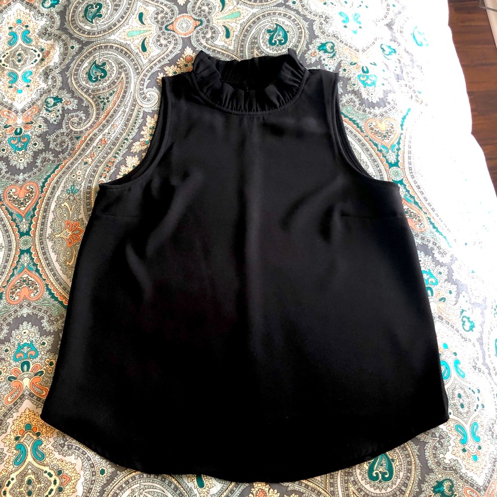 J crew ruffle neck top 365 crepe black